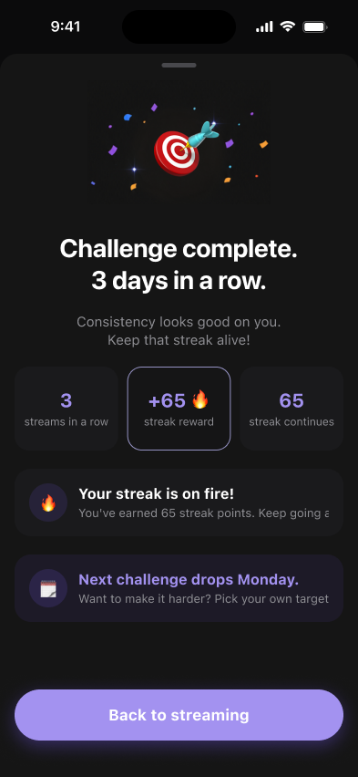 Streak wager won